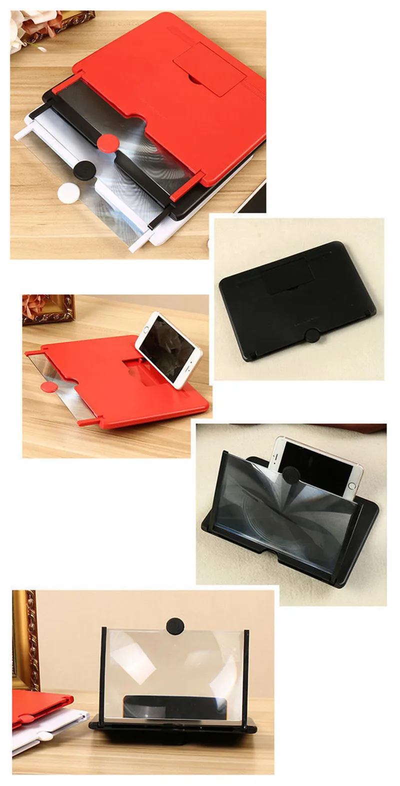 3D Mobile Screen Enlarger Universal Phone Video Amplifier Holder Red Phone Screen Magnifier Acrylic Mobile Screen Amplifier
