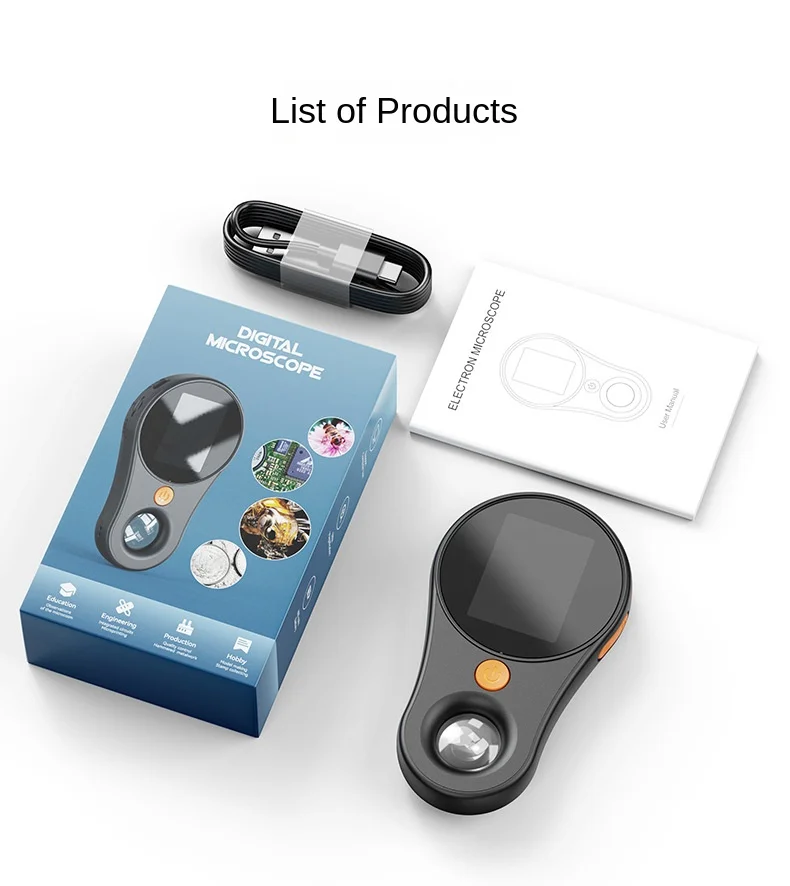  500X Magnification Digital Handheld Microscope HD Electronic Coin Magnifier 2Inch IPS Screen for Jewelry Watch Repair Type C