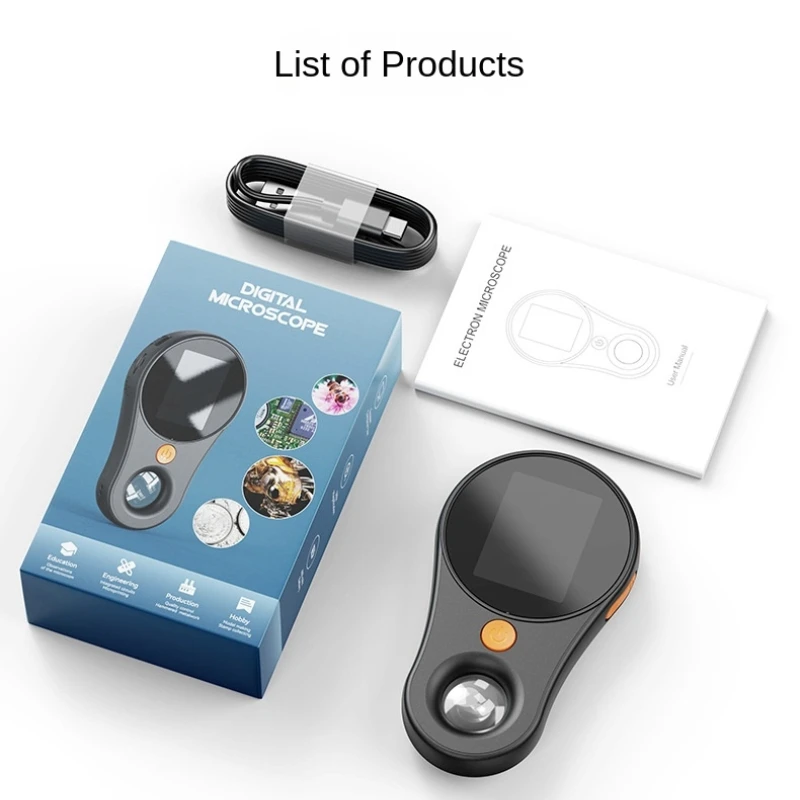  500X Magnification Digital Handheld Microscope HD Electronic Coin Magnifier 2Inch IPS Screen for Jewelry Watch Repair Type C