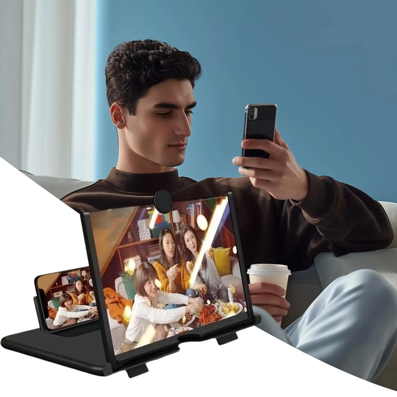 10 Inch HD Phone Screen Magnifier Portable Foldable Movie Video Amplifier for Smartphones, Mini Personal Cinema Enlarger