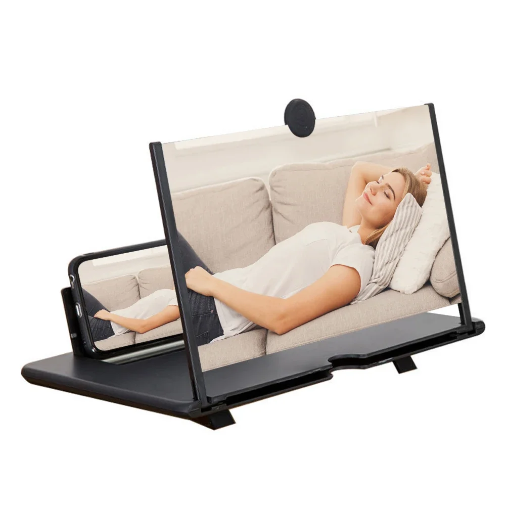 Mobile Screen Amplifier Projector Video Movie Amplifier Desktop Display Stand 3D HD 14 Inch for All Smartphone Screen Amplifier