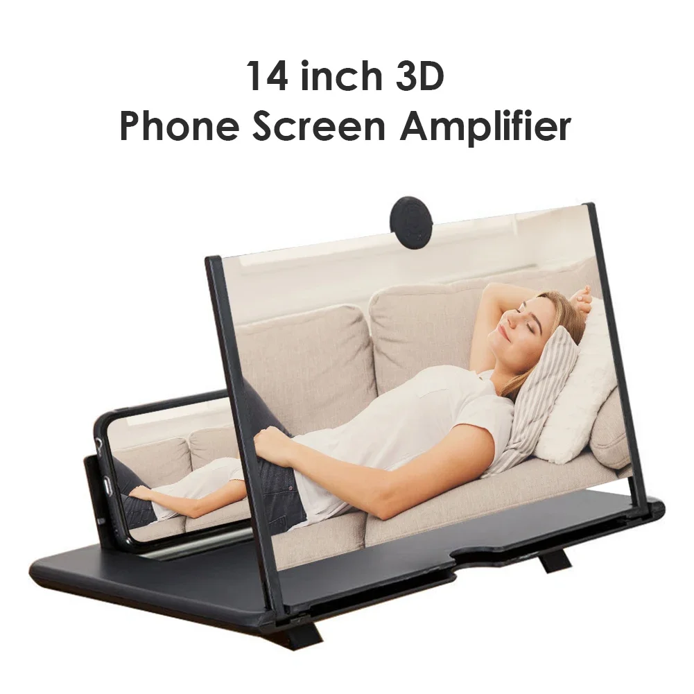 Mobile Screen Amplifier Projector Video Movie Amplifier Desktop Display Stand 3D HD 14 Inch for All Smartphone Screen Amplifier