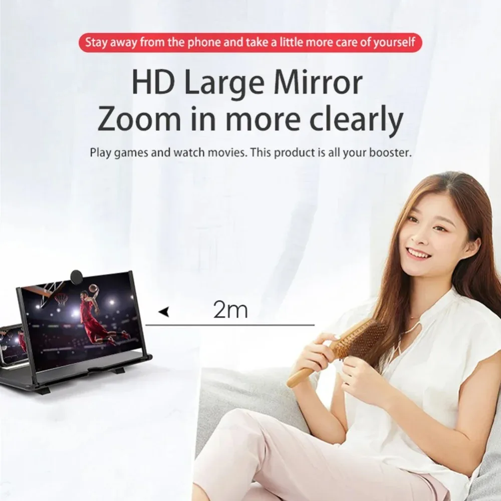 Mobile Screen Amplifier Projector Video Movie Amplifier Desktop Display Stand 3D HD 14 Inch for All Smartphone Screen Amplifier