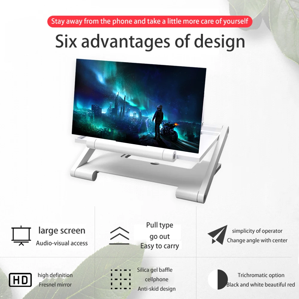 Foldable Holder Stand Video Amplifier 8 inch 3D HD Cell Phone Screen Amplifier Foldable Display Enlarged Stand Holder