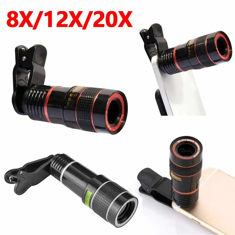 Telescope 8X/12X/20X Long Focus Mobile Phone Clip-on Lens Telescope Telephoto HD Lens External Zoom Special Effects Magnifier