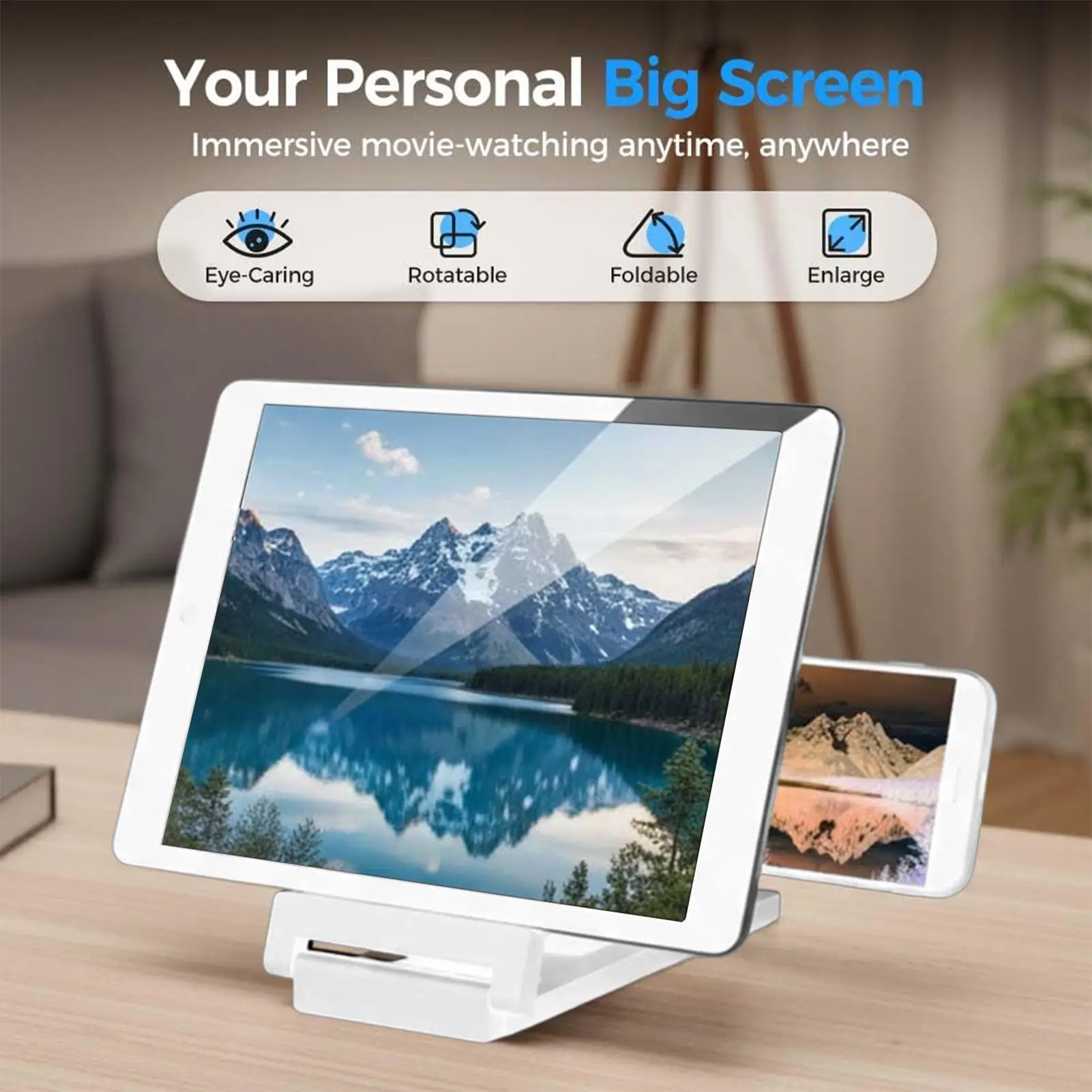 Screen Magnifier HD Screen Magnifying Glass Eye Protection Lightweight Portable Screen Enlarge Magnifier Phone Holder