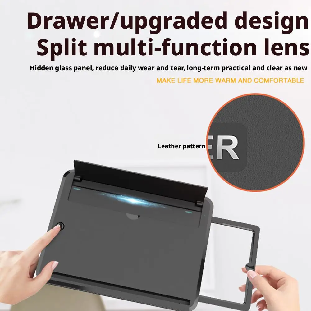 10/12/14in Phone Screen Amplifier 3D Magnifying Glass Stand Magnifier HD Video Amplifier Phone Stand Enlarged Screen Bracket