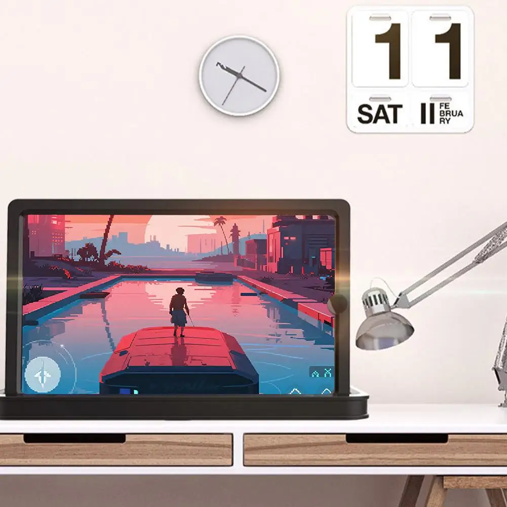 10/12/14in Phone Screen Amplifier 3D Magnifying Glass Stand Magnifier HD Video Amplifier Phone Stand Enlarged Screen Bracket