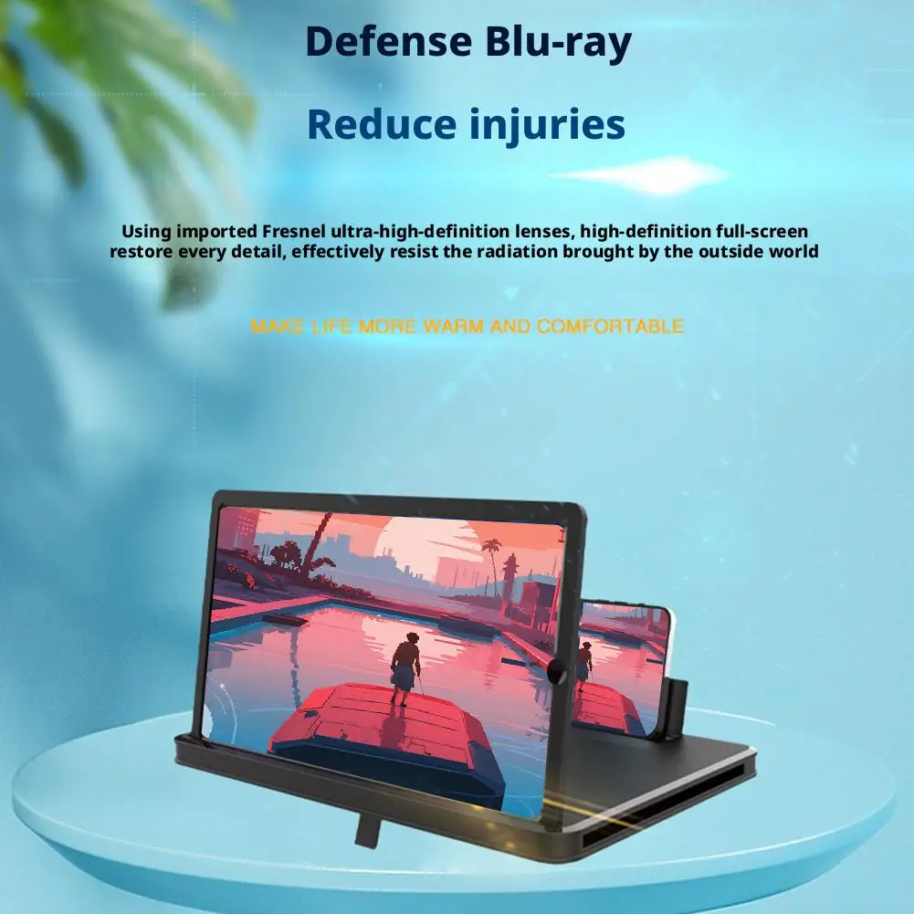 10/12/14in Phone Screen Amplifier 3D Magnifying Glass Stand Magnifier HD Video Amplifier Phone Stand Enlarged Screen Bracket
