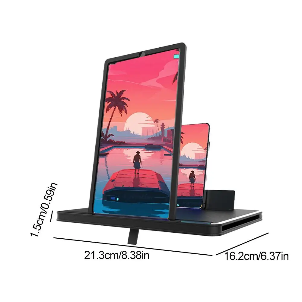 10/12/14in Phone Screen Amplifier 3D Magnifying Glass Stand Magnifier HD Video Amplifier Phone Stand Enlarged Screen Bracket