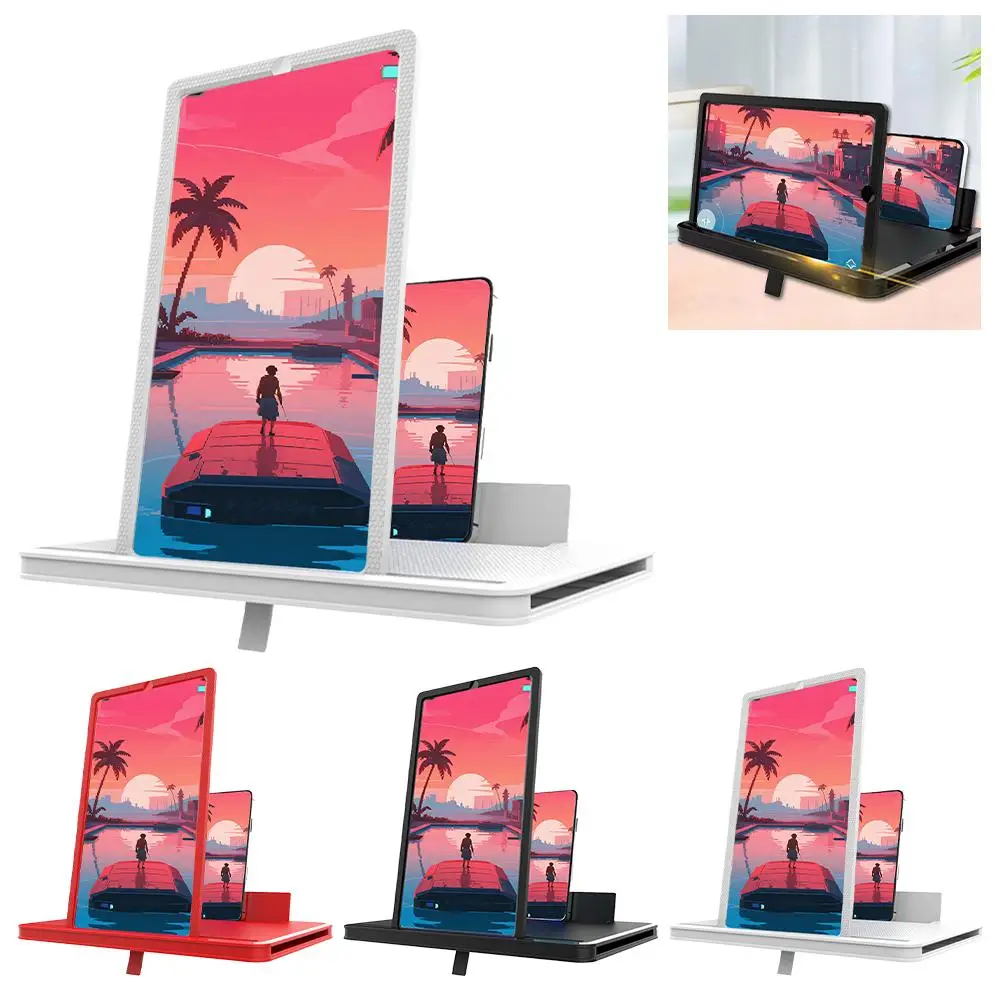 10/12/14in Phone Screen Amplifier 3D Magnifying Glass Stand Magnifier HD Video Amplifier Phone Stand Enlarged Screen Bracket