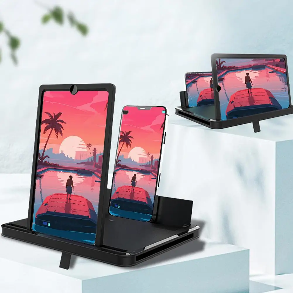 10/12/14in Phone Screen Amplifier 3D Magnifying Glass Stand Magnifier HD Video Amplifier Phone Stand Enlarged Screen Bracket