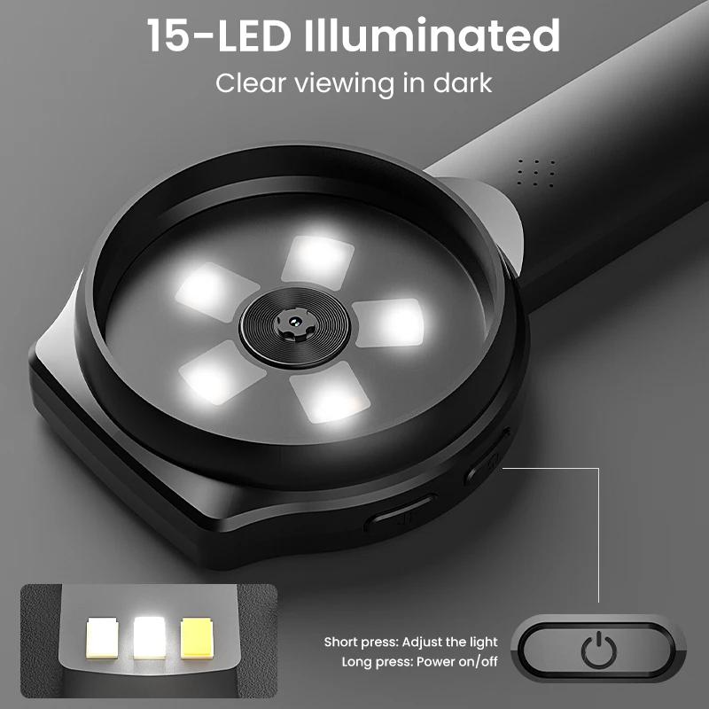 2.8'' IPS Digital Magnifier HD 1080P 100X Portable Microscope Handheld Mignifying Glass for Electronics Repair Check Jewelry