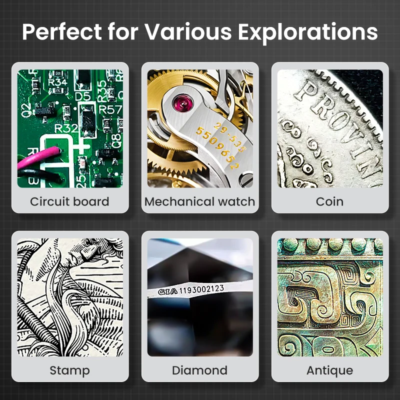 2.8'' IPS Digital Magnifier HD 1080P 100X Portable Microscope Handheld Mignifying Glass for Electronics Repair Check Jewelry