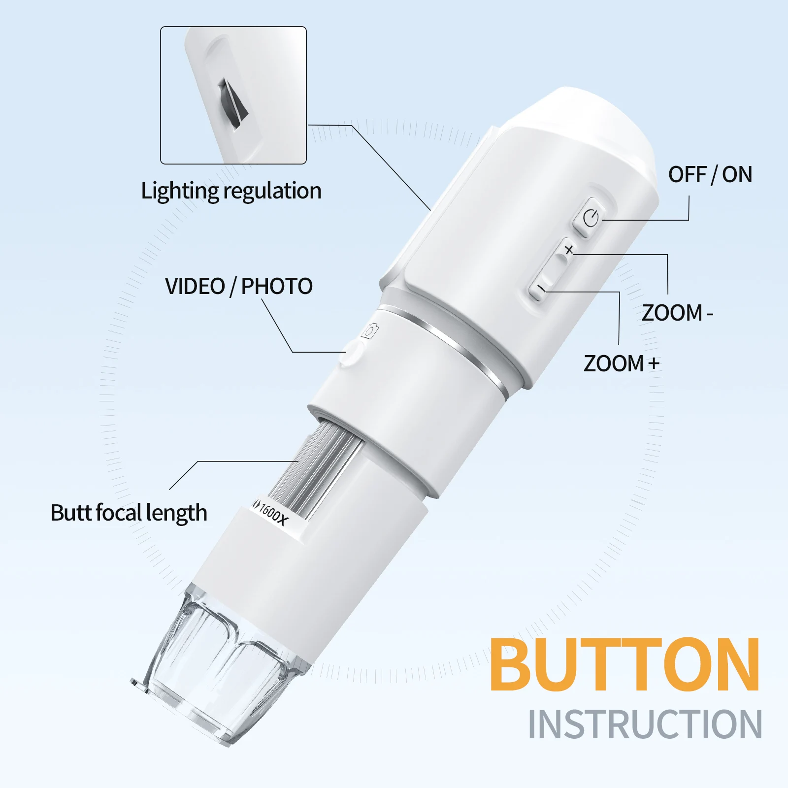 Digital Microscope Wireless Pocket Handheld USB Microscopes 50x-1600x Zoom Fixed Focus HD Magnifier For iPhone Android