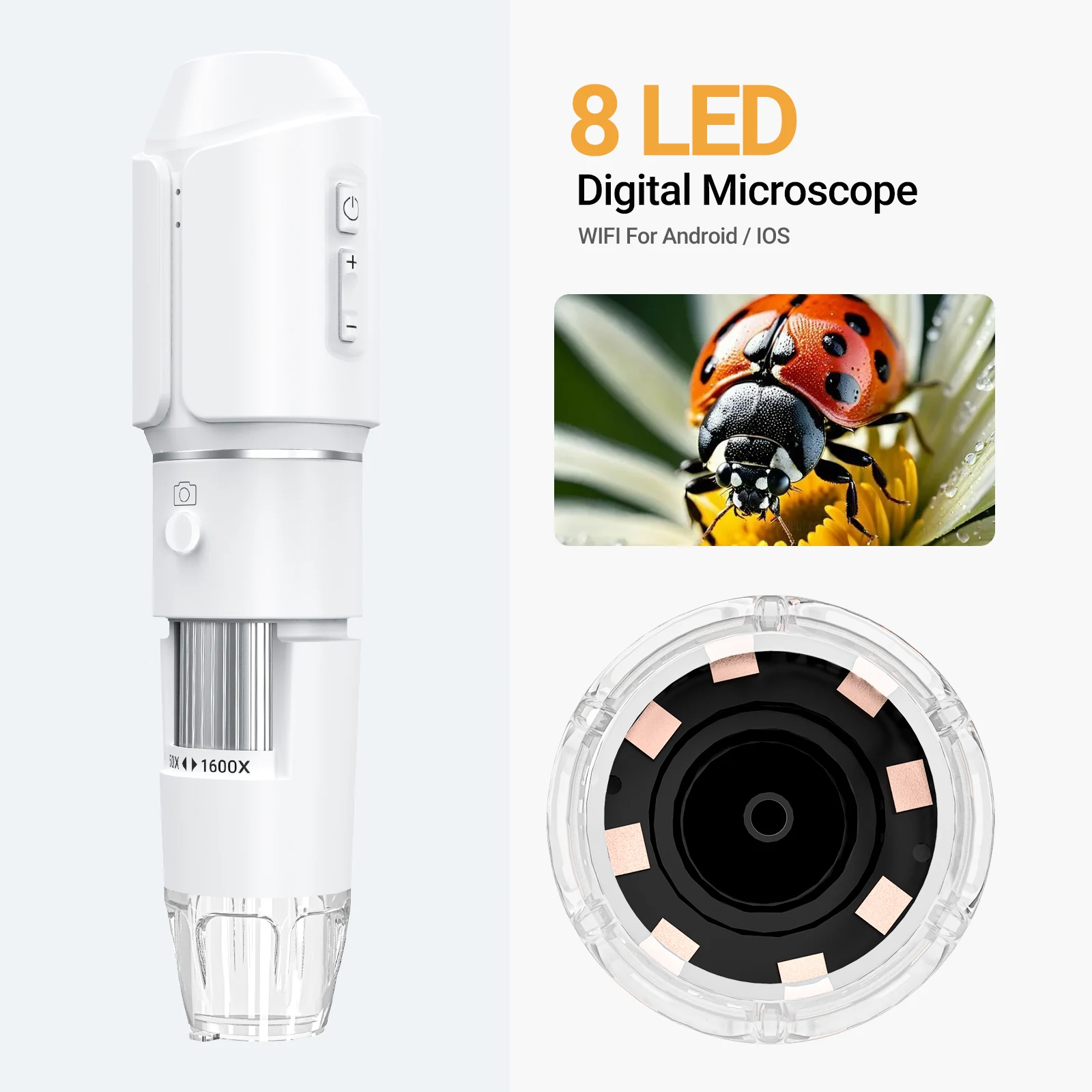 Digital Microscope Wireless Pocket Handheld USB Microscopes 50x-1600x Zoom Fixed Focus HD Magnifier For iPhone Android