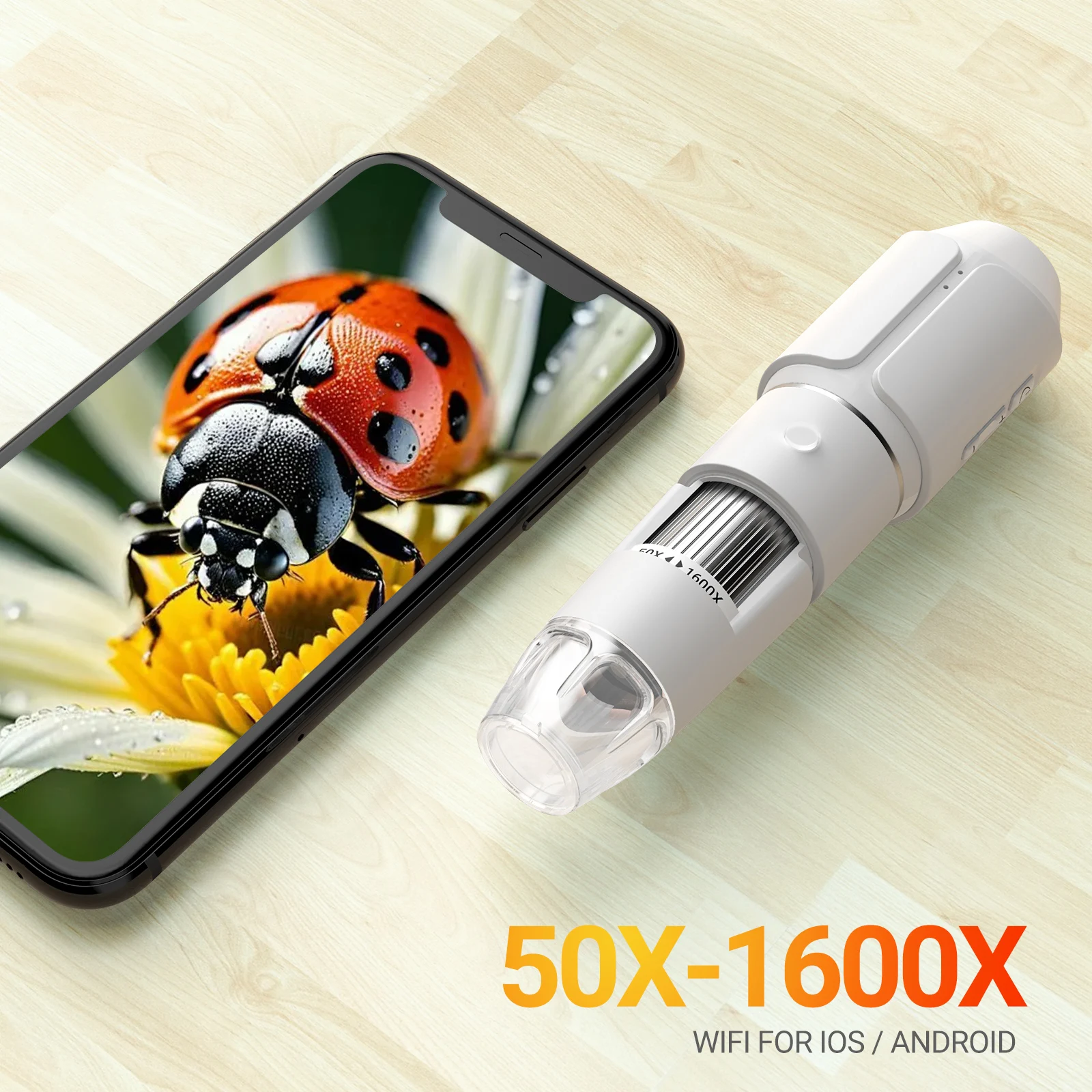 Digital Microscope Wireless Pocket Handheld USB Microscopes 50x-1600x Zoom Fixed Focus HD Magnifier For iPhone Android