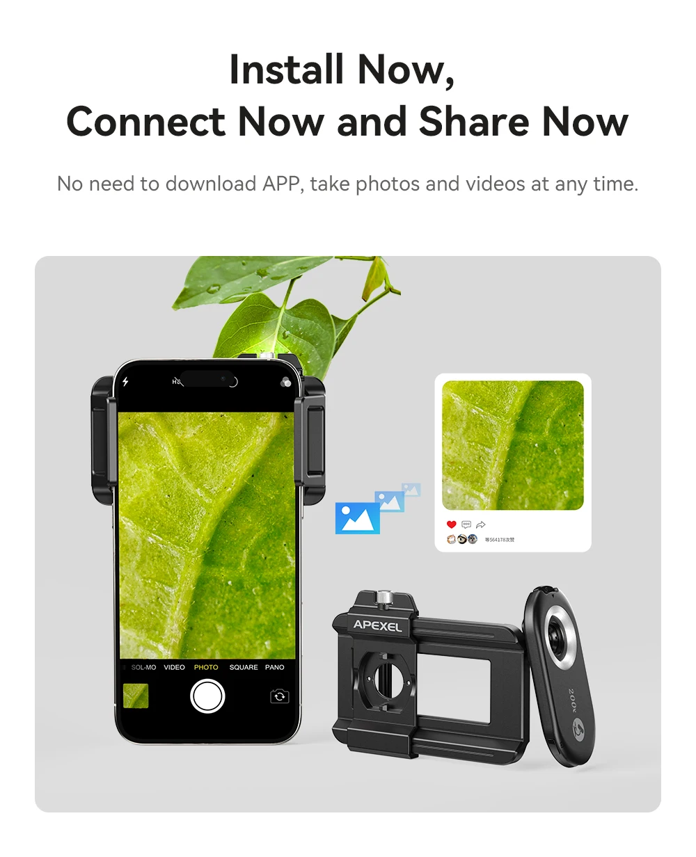 APEXEL 3 in 1 Mobile Phone Microscope Lens Kits 100X 150X 200X Macro magnifier Biological Microscope for Phone Lens with LED CPL