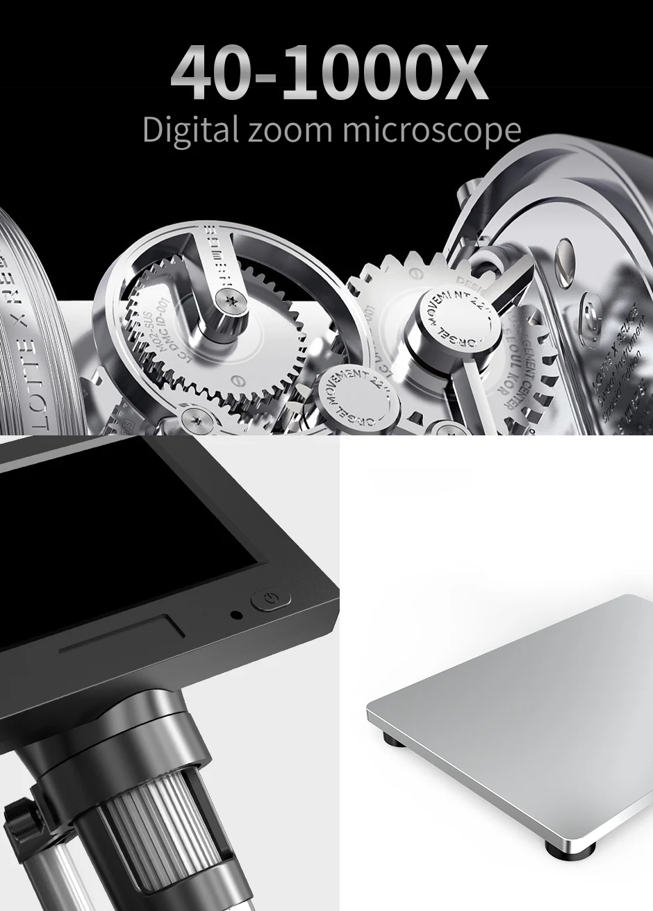 4.3‘’ Digital Microscope 1000X Zoom HD Electronic Microscopes Camera Magnifier for Soldering Phone Repair Microscope