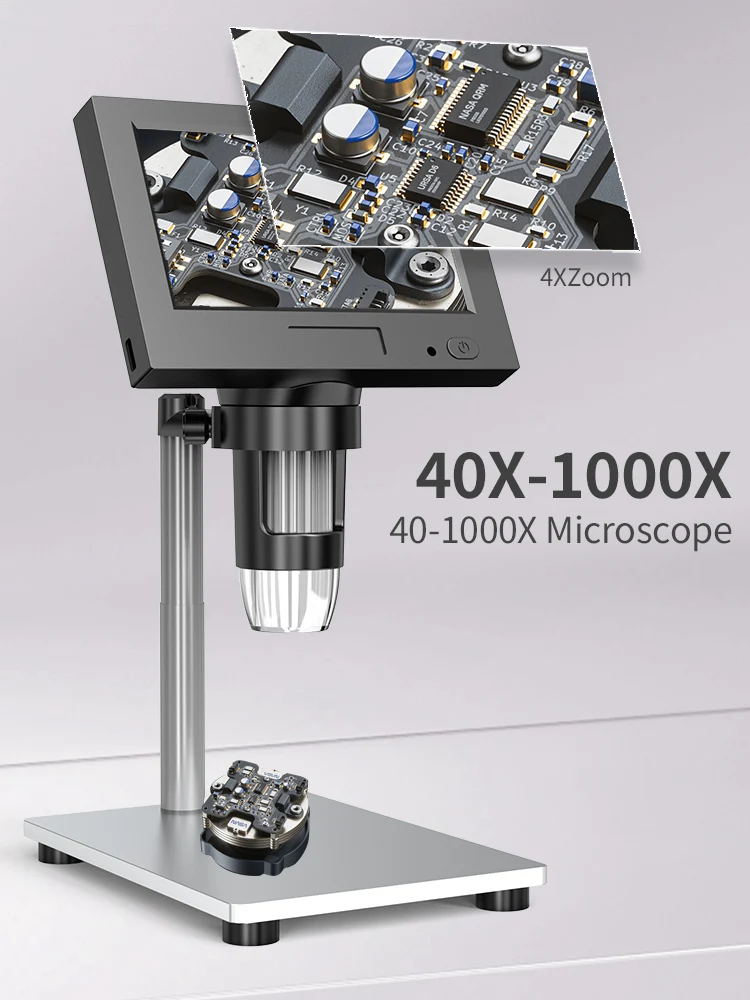 4.3‘’ Digital Microscope 1000X Zoom HD Electronic Microscopes Camera Magnifier for Soldering Phone Repair Microscope