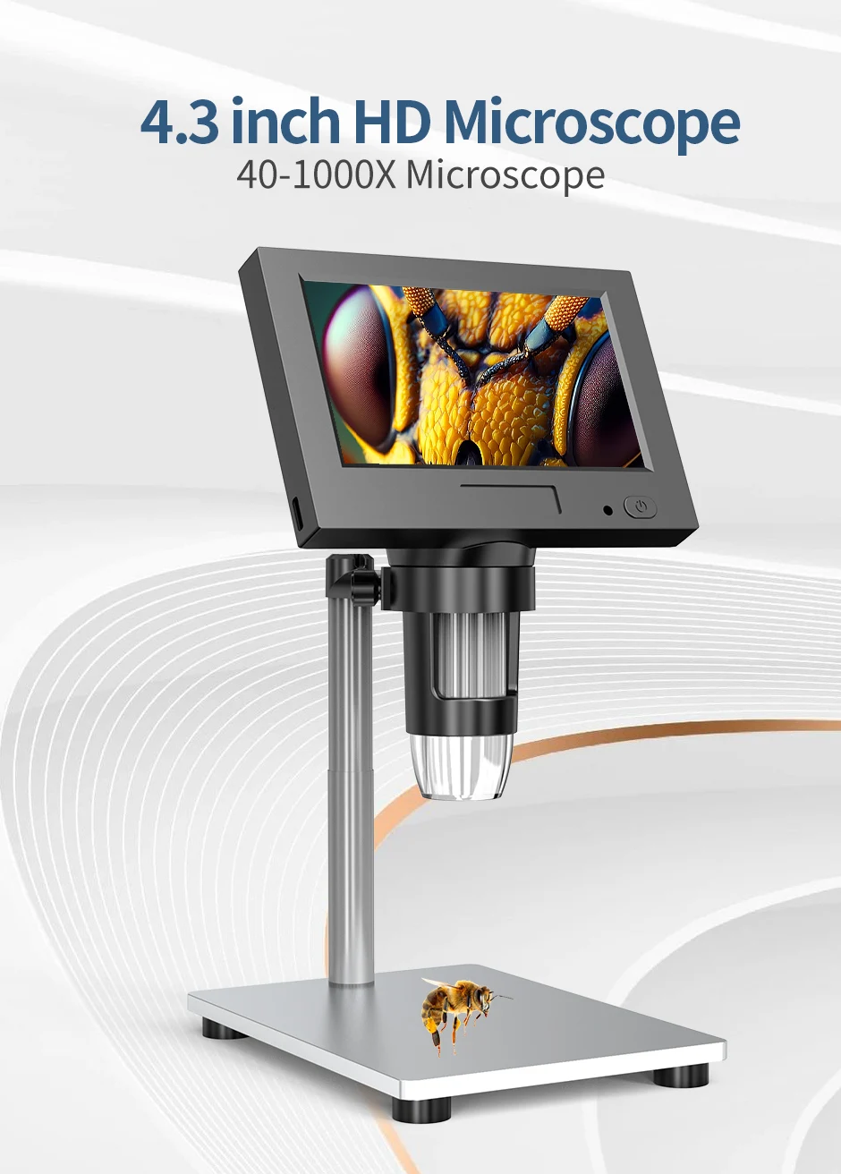 4.3‘’ Digital Microscope 1000X Zoom HD Electronic Microscopes Camera Magnifier for Soldering Phone Repair Microscope