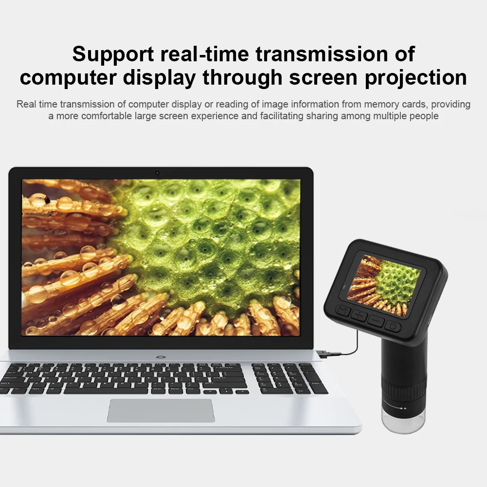 50-1000X High Definition Magnifying Glass Handheld HD Digital Microscope 2 Inch LCD Screen for Biological Observe Skin Detection