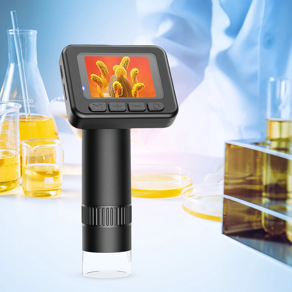 50-1000X High Definition Magnifying Glass Handheld HD Digital Microscope 2 Inch LCD Screen for Biological Observe Skin Detection
