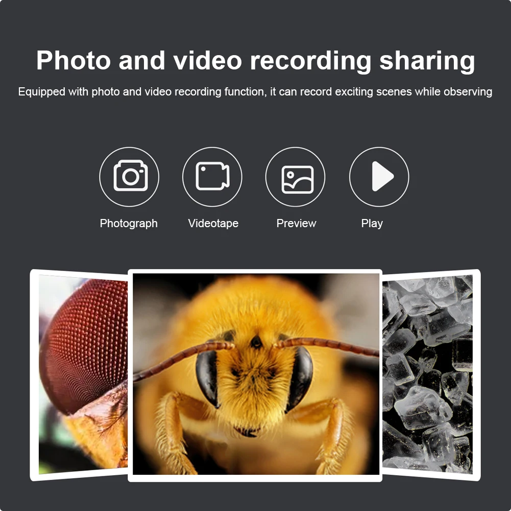 50-1000X High Definition Magnifying Glass Handheld HD Digital Microscope 2 Inch LCD Screen for Biological Observe Skin Detection