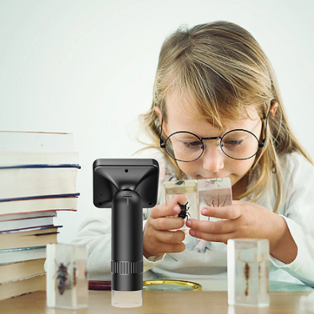 50-1000X High Definition Magnifying Glass Handheld HD Digital Microscope 2 Inch LCD Screen for Biological Observe Skin Detection