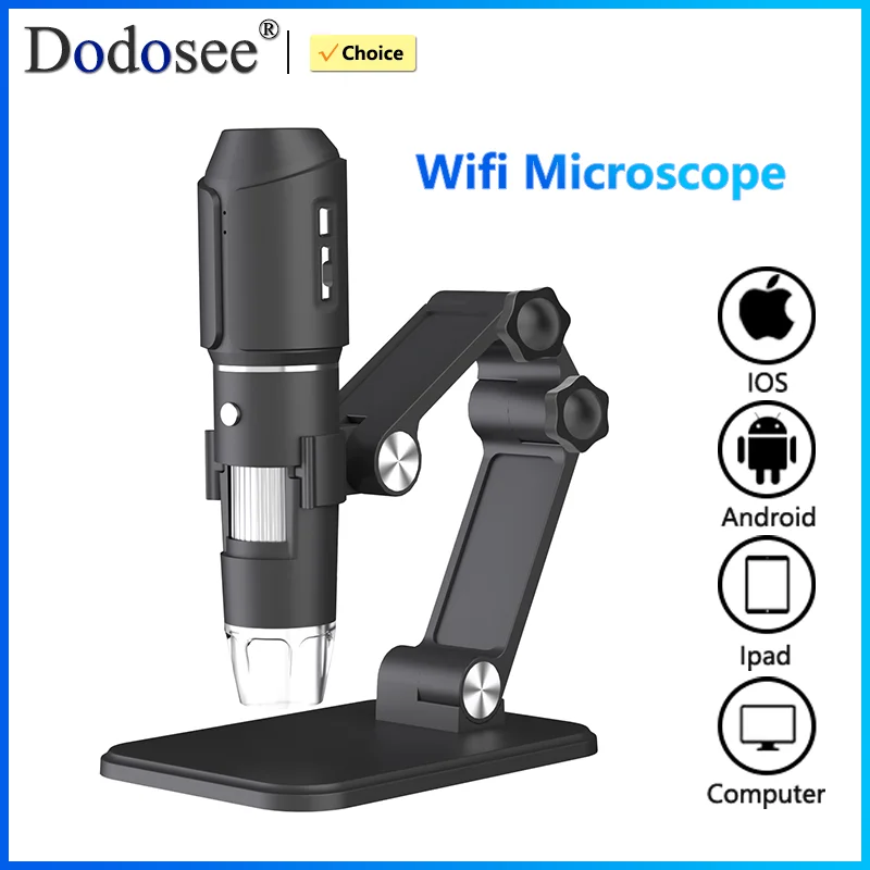 Dodosee 2025 New WiFi Electronic Microscope 1600x HD Digital Magnifiers For Phone Repair Adjustable Stand Loupes For Android/iOS