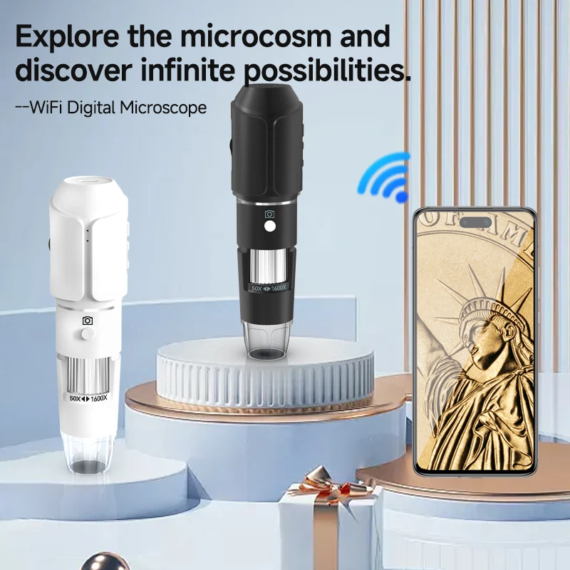 Dodosee 2025 New WiFi Electronic Microscope 1600x HD Digital Magnifiers For Phone Repair Adjustable Stand Loupes For Android/iOS