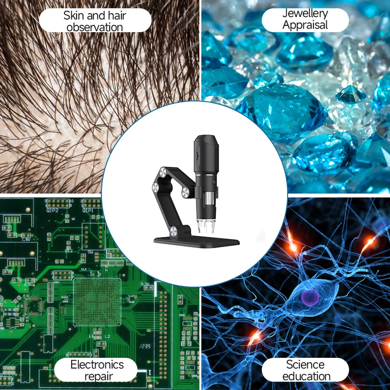 Dodosee 2025 New WiFi Electronic Microscope 1600x HD Digital Magnifiers For Phone Repair Adjustable Stand Loupes For Android/iOS