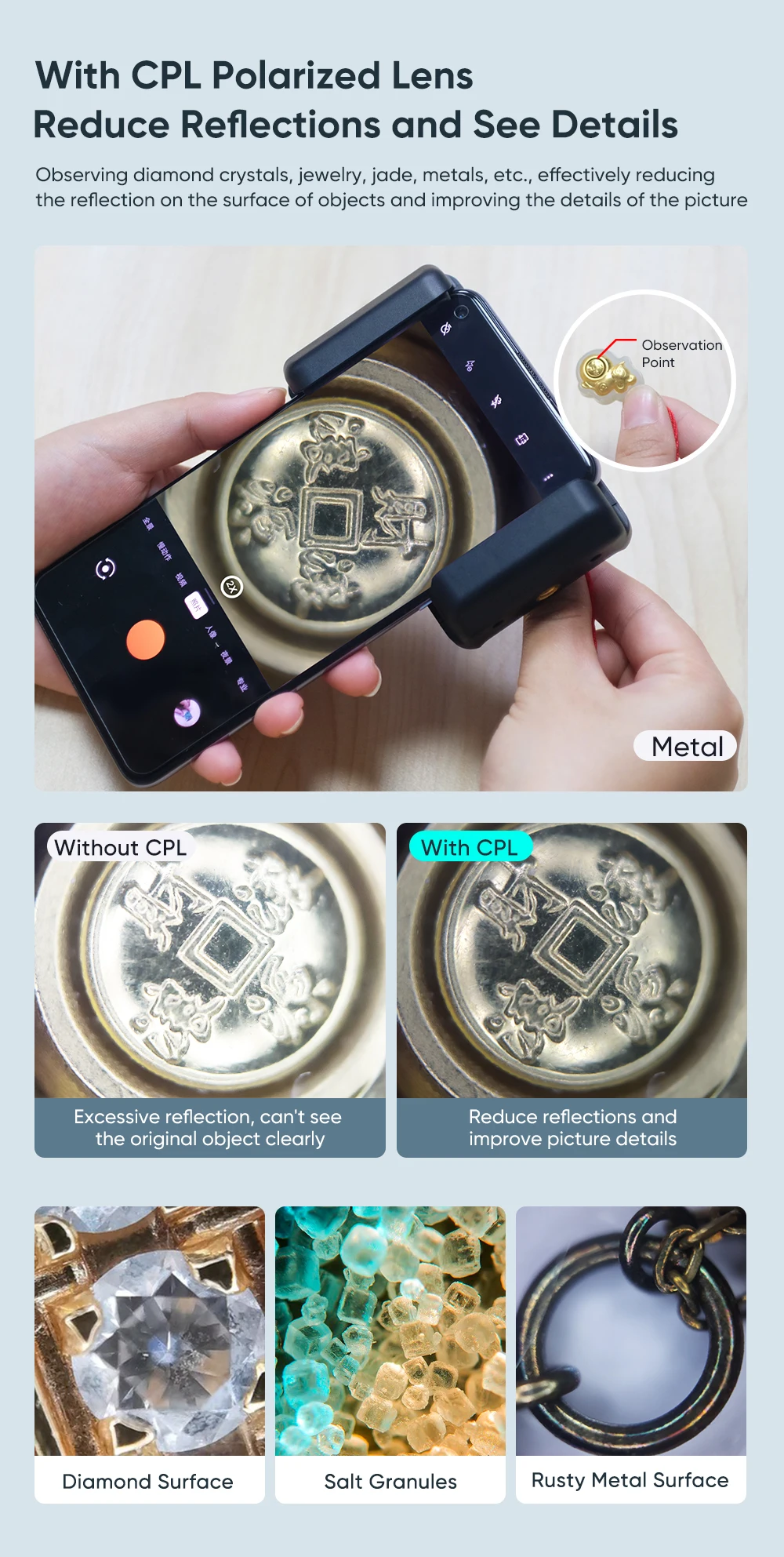 APEXEL HD Portable 100X Microscope Lens for Mobile Phone Magnifier Macro Phone Lens With CPL Filter Universal Clip Smartphones