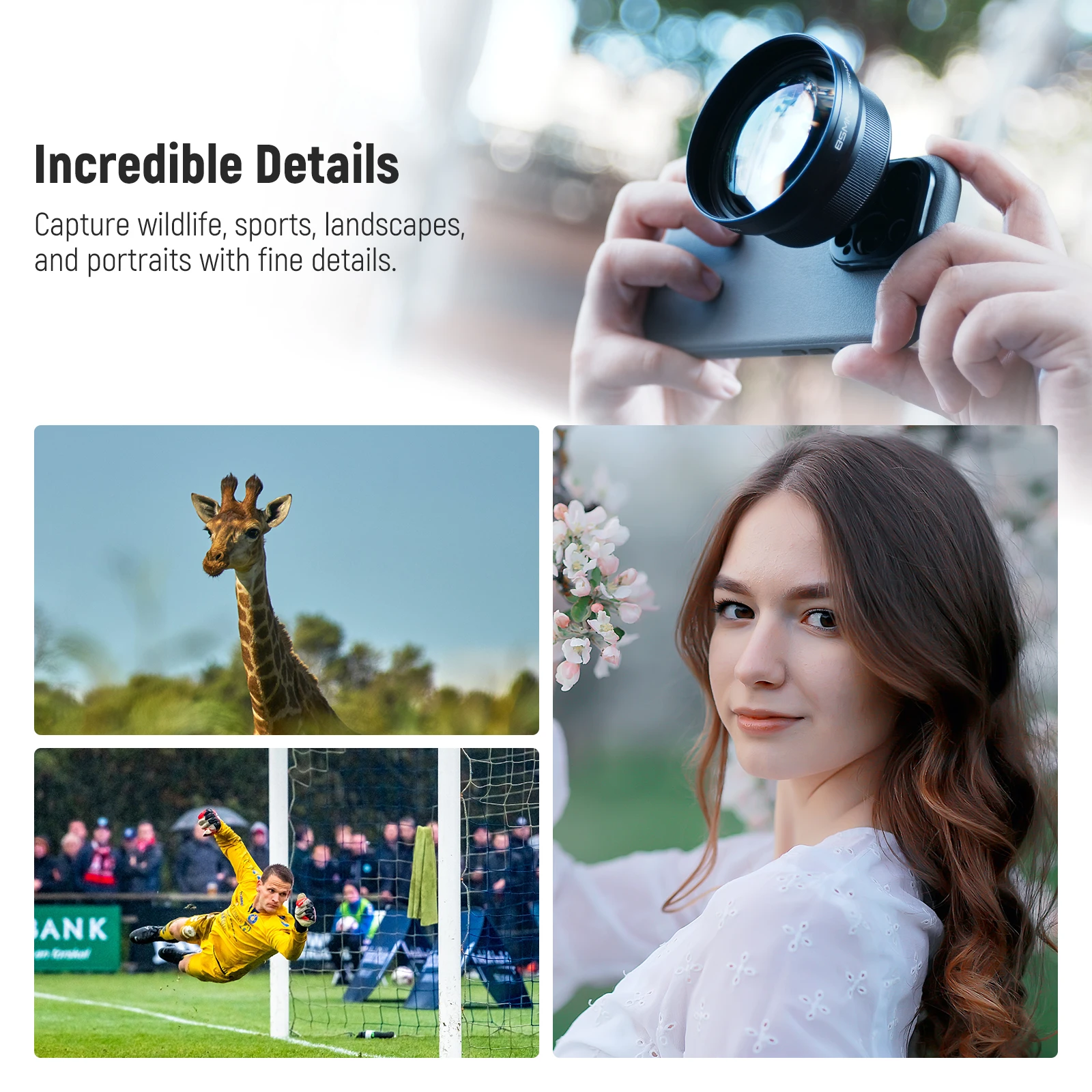 NEEWER HD 85MM Telephoto Phone Lens for 17mm Backplate 2.5X Magnification For iPhone Samsung Phone Cage Case