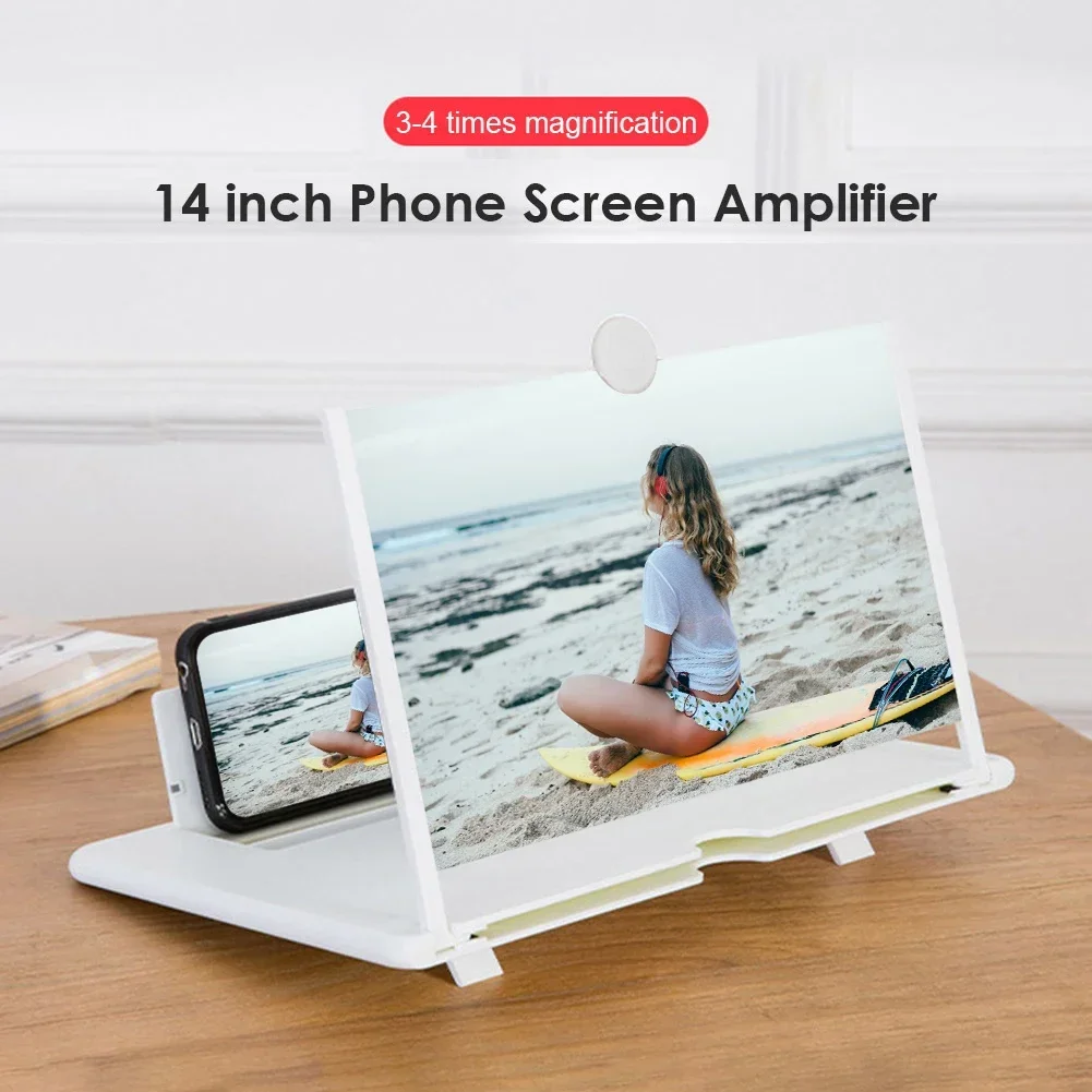 Mobile Screen Amplifier Projector Video Movie Amplifier Desktop Display Stand 3D HD 14 Inch for All Smartphone Screen Amplifier