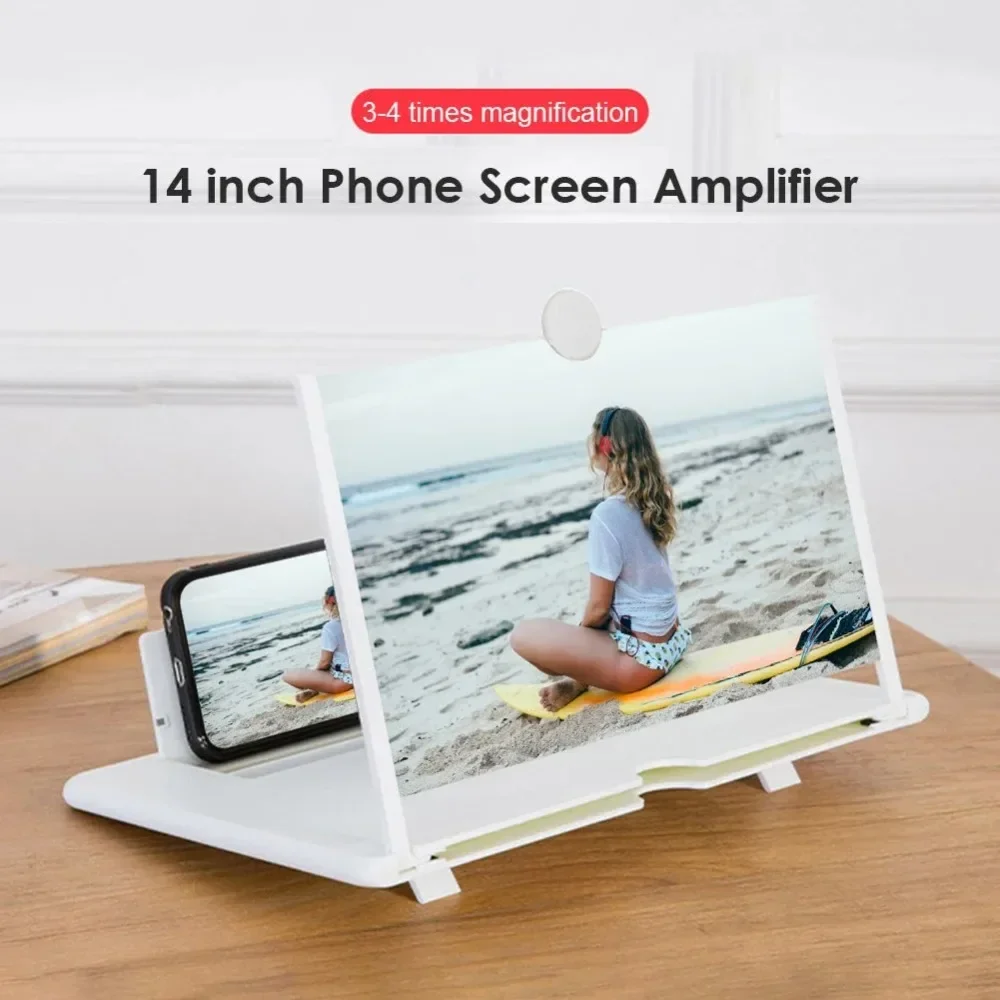 Mobile Screen Amplifier Projector Video Movie Amplifier Desktop Display Stand 3D HD 14 Inch for All Smartphone Screen Amplifier