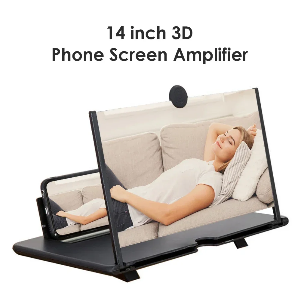 Mobile Screen Amplifier Projector Video Movie Amplifier Desktop Display Stand 3D HD 14 Inch for All Smartphone Screen Amplifier