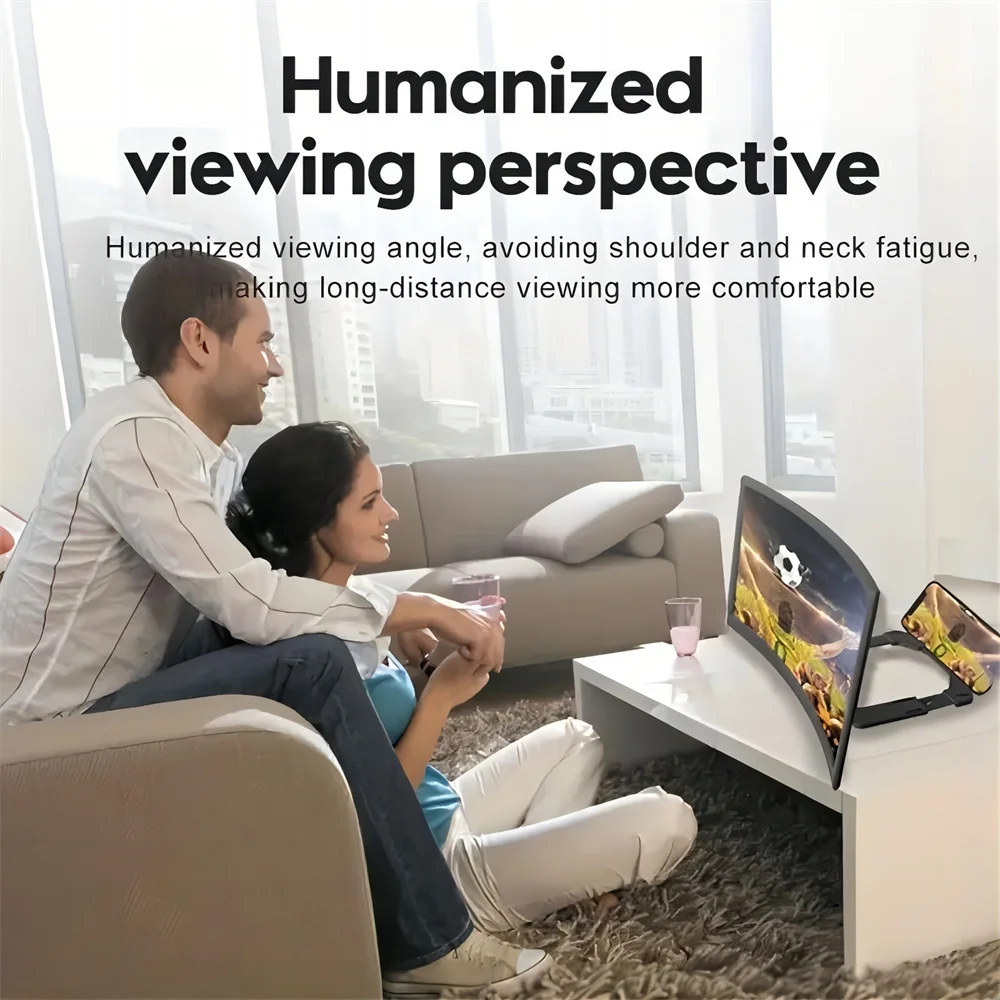 12 Inch Curved 3D HD Phone Screen Magnifier Portable TV Smartphone Large Screen Amplifier Holder Movie Video Amplifier Holders