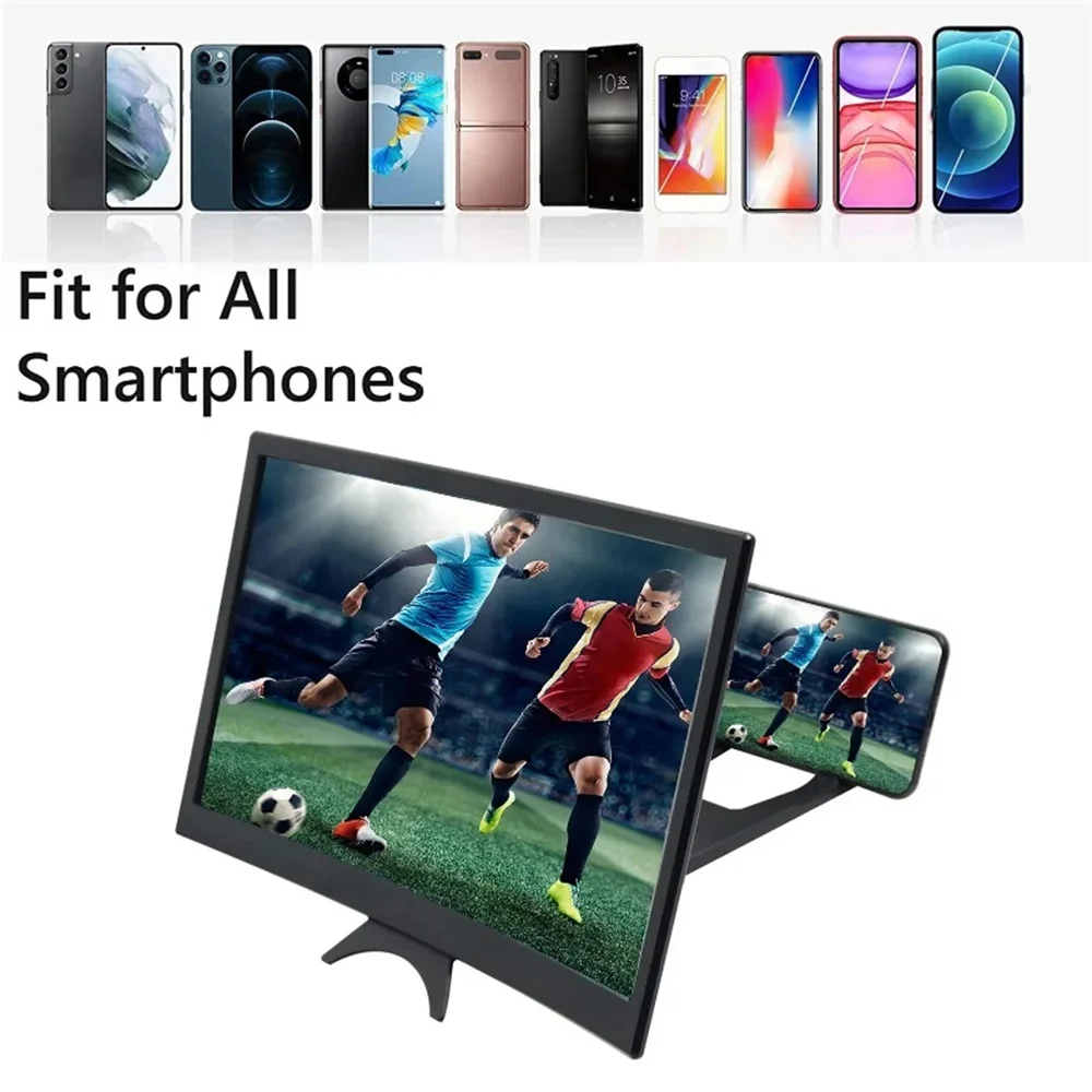 12 Inch Curved 3D HD Phone Screen Magnifier Portable TV Smartphone Large Screen Amplifier Holder Movie Video Amplifier Holders