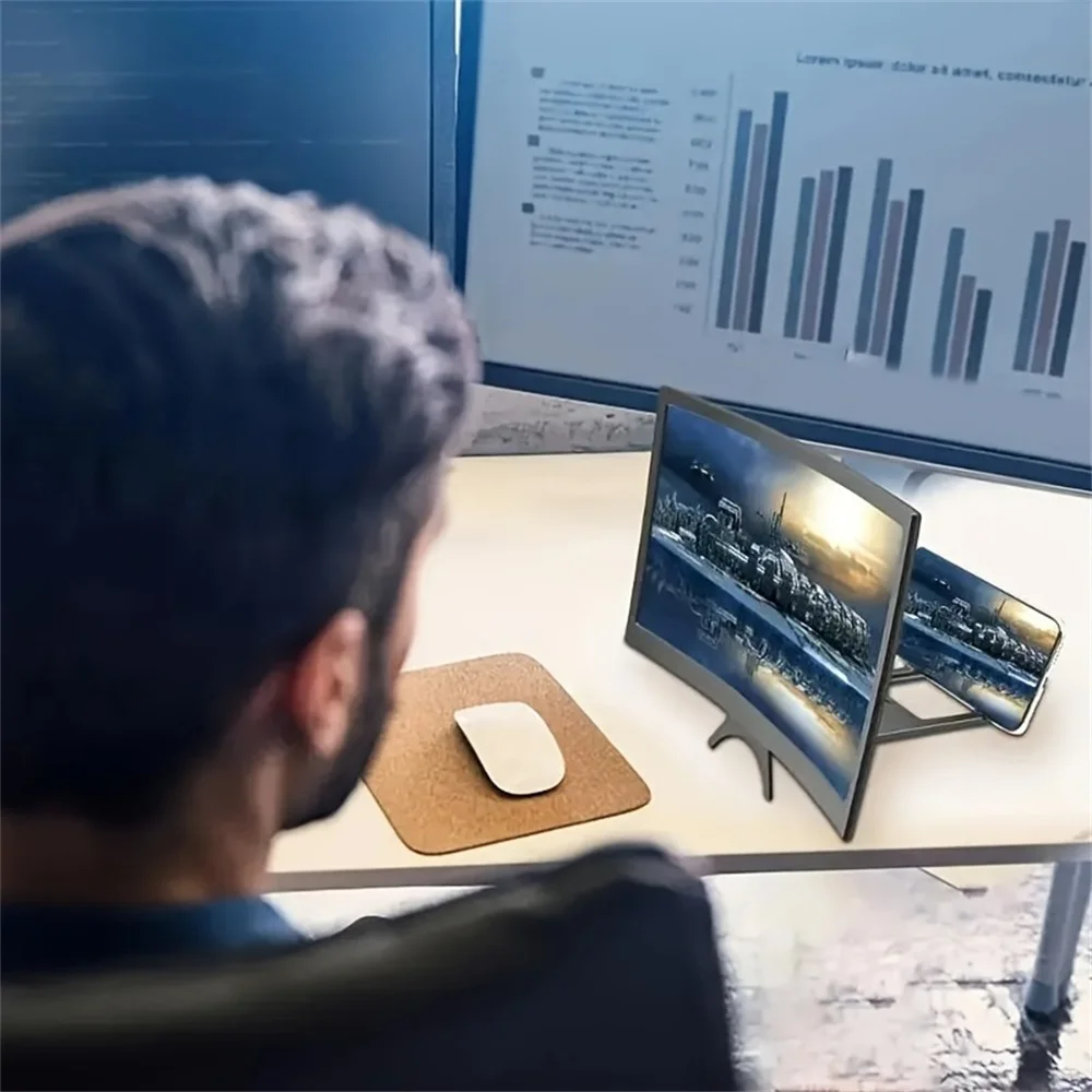 12 Inch Curved 3D HD Phone Screen Magnifier Portable TV Smartphone Large Screen Amplifier Holder Movie Video Amplifier Holders