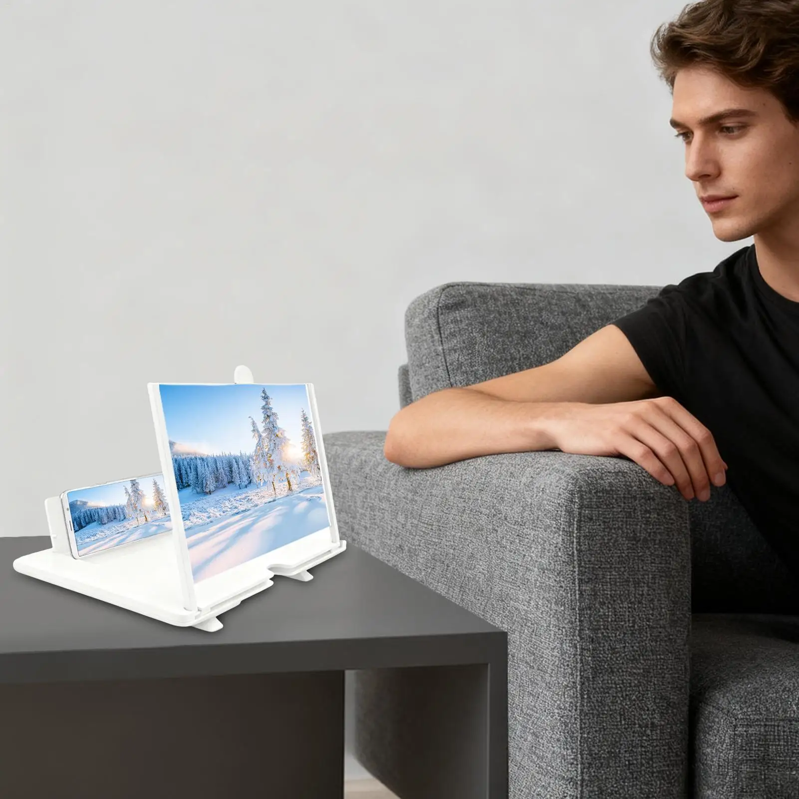 Screen Magnifier 3D HD Desktop Projector Cell Phone Magnifier for Seniors Video Watching Movie Night Home Travel Break Party