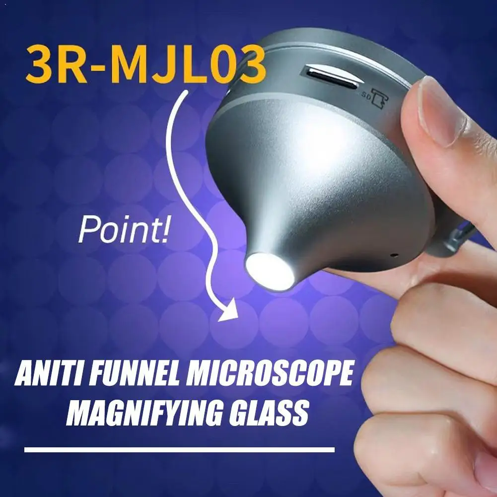 7X/11X/15X Three-step Zoom Magnifier Digital Microscope With LED HD Screen Funnel Microscope Magnifying Glass For Home Office