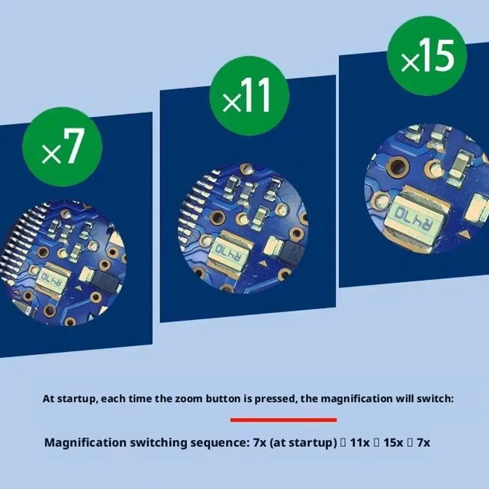 7X/11X/15X Three-step Zoom Magnifier Digital Microscope With LED HD Screen Funnel Microscope Magnifying Glass For Home Office