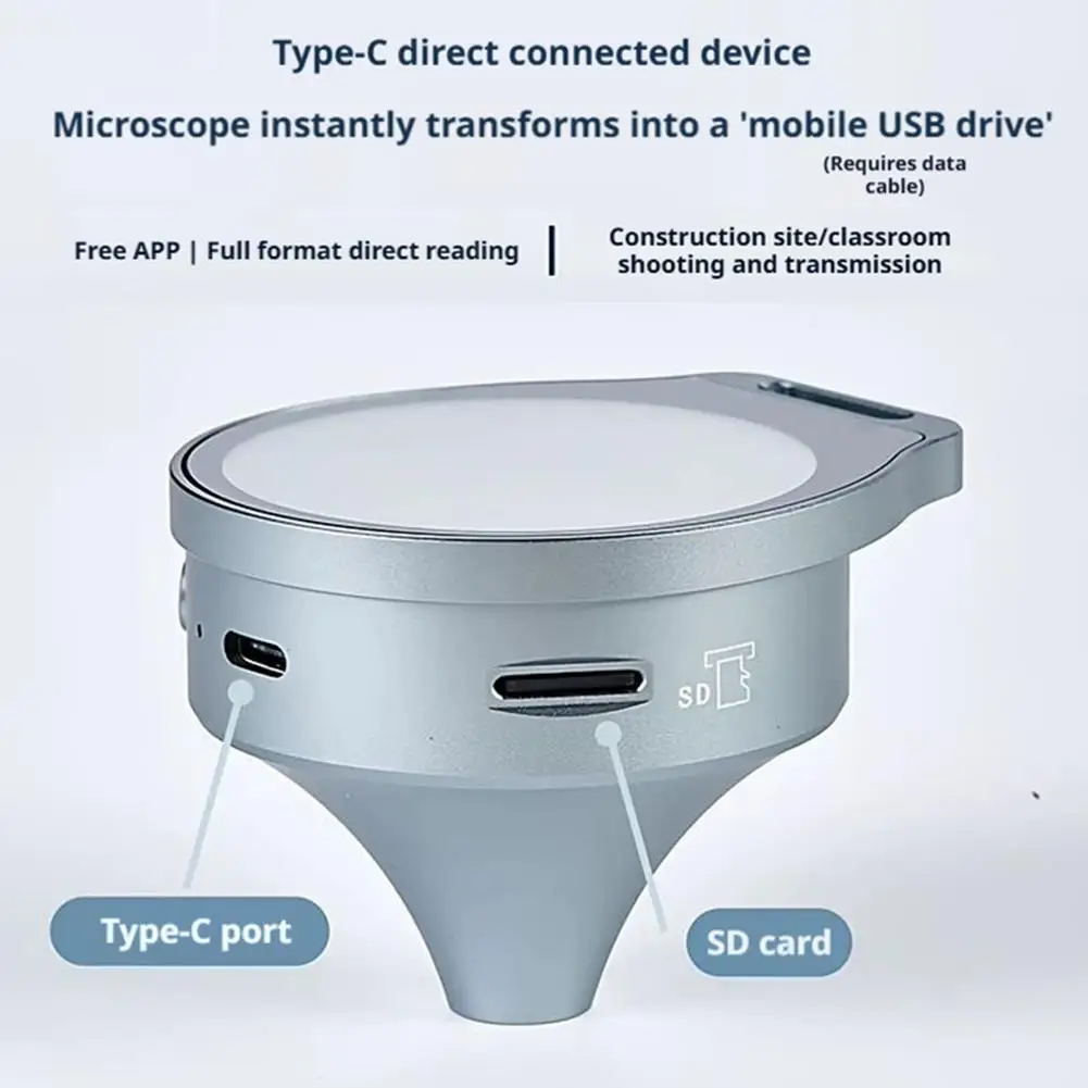 7X/11X/15X Three-step Zoom Magnifier Digital Microscope With LED HD Screen Funnel Microscope Magnifying Glass For Home Office