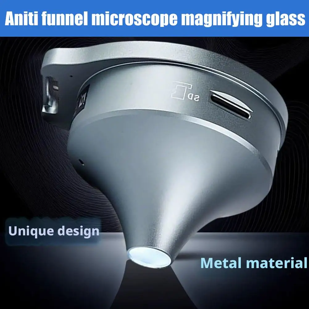 7X/11X/15X Three-step Zoom Magnifier Digital Microscope With LED HD Screen Funnel Microscope Magnifying Glass For Home Office