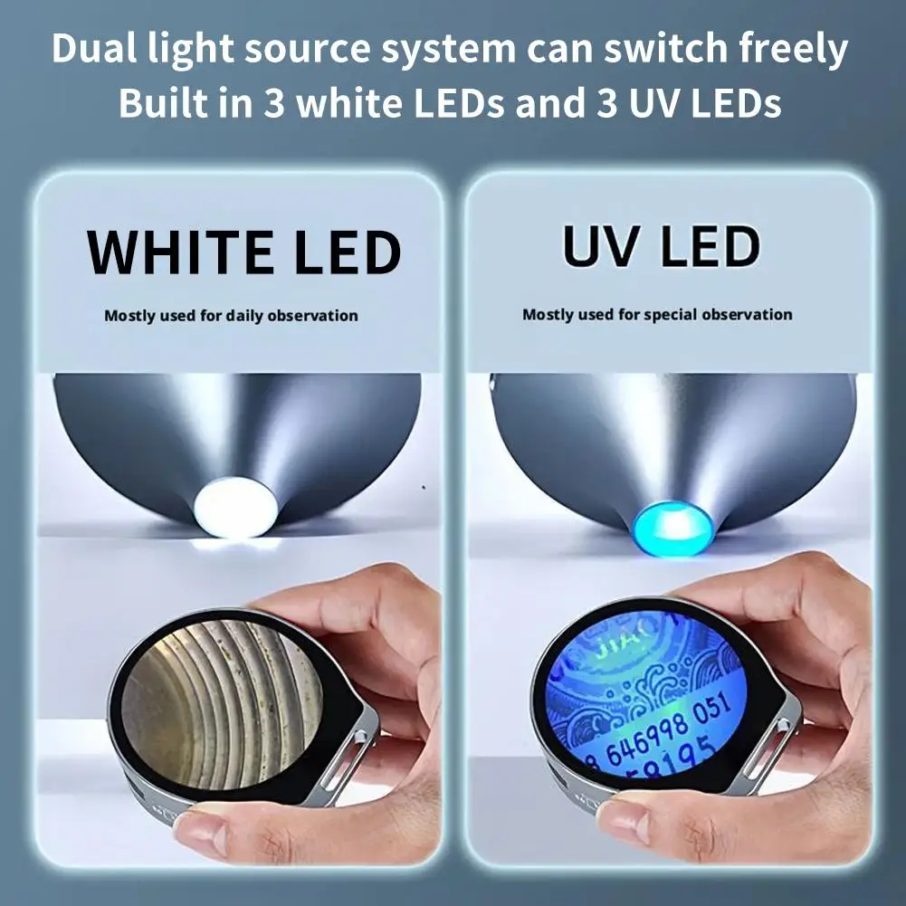 7X/11X/15X Three-step Zoom Magnifier Digital Microscope With LED HD Screen Funnel Microscope Magnifying Glass For Home Office