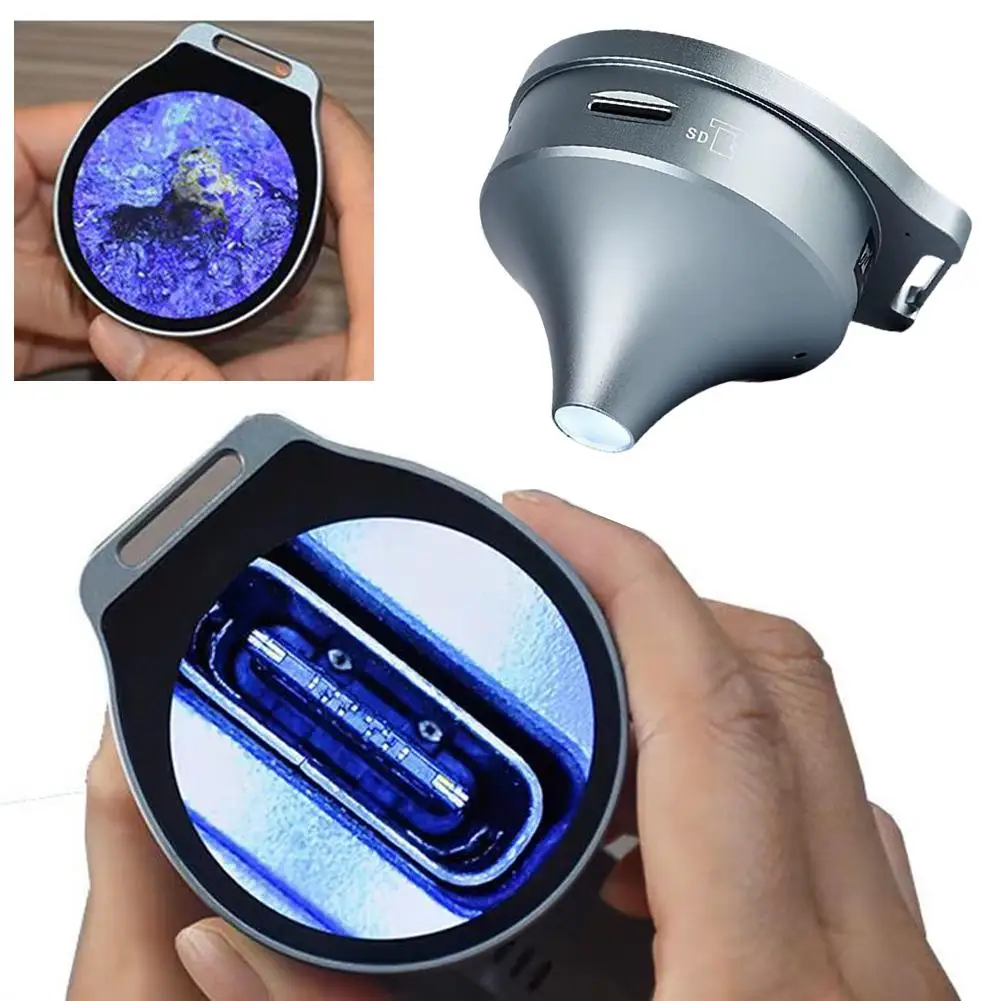 7X/11X/15X Three-step Zoom Magnifier Digital Microscope With LED HD Screen Funnel Microscope Magnifying Glass For Home Office