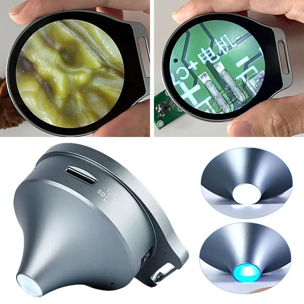 7X/11X/15X Three-step Zoom Magnifier Digital Microscope With LED HD Screen Funnel Microscope Magnifying Glass For Home Office