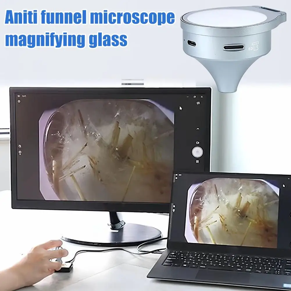 7X/11X/15X Three-step Zoom Magnifier Digital Microscope With LED HD Screen Funnel Microscope Magnifying Glass For Home Office