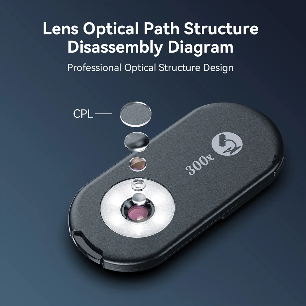 APEXEL New Upgraded 300X Microscope Lens Mobile Phone Camera Lens Kit Mini Macro Lenses with LED Light for almost All Smartphone